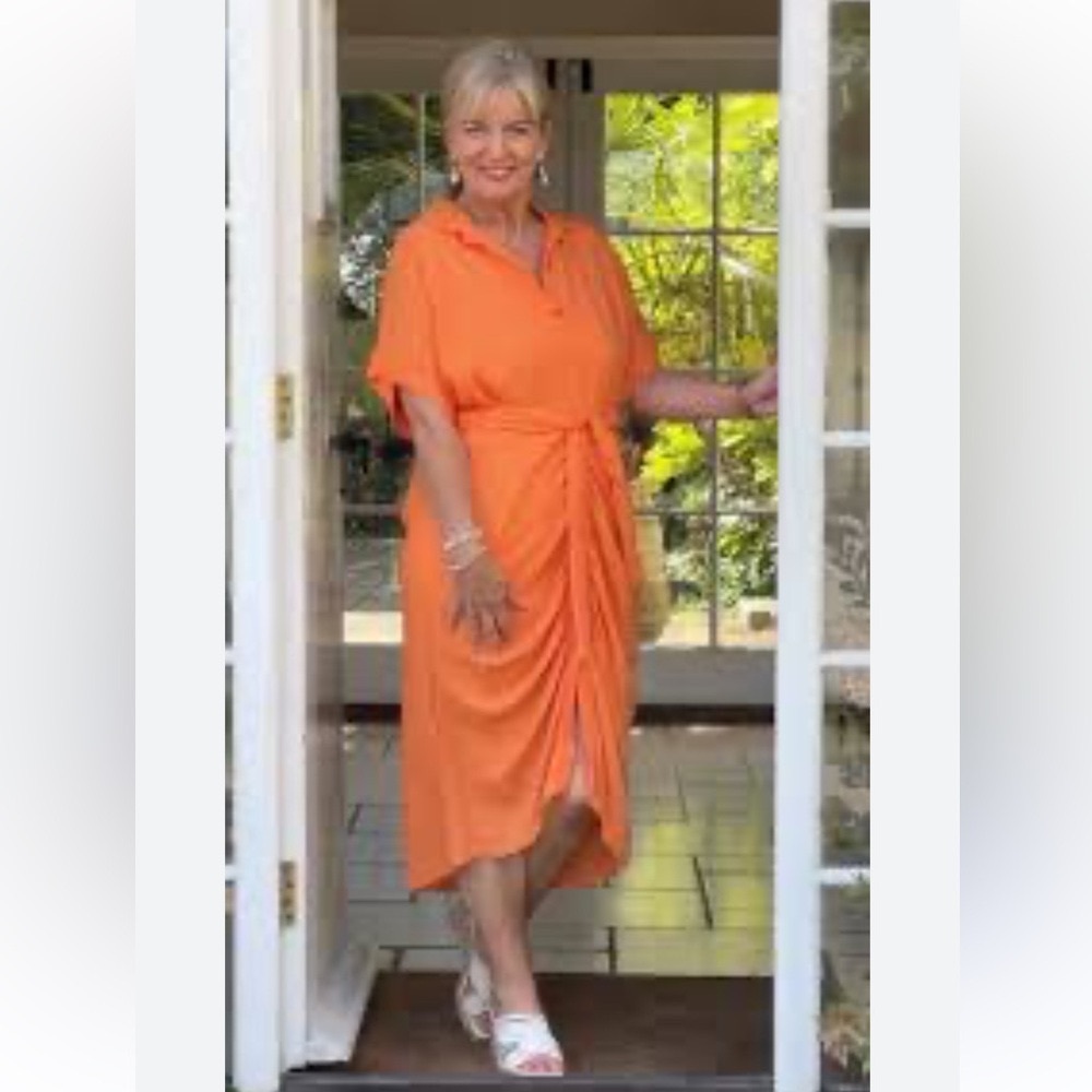 Ashley Stewart Plus Size Vibrant Orange High Low Maxi Dress 18/20W